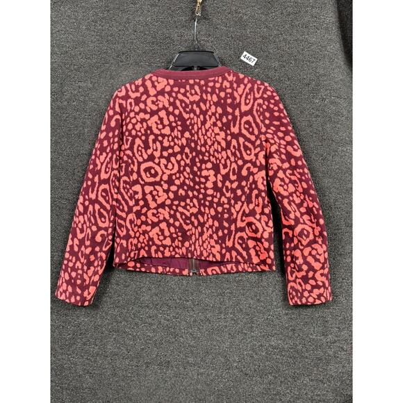 Gap Jacket Womens Size S Pink Leopard Sassy Zip Pockets Fall 2013 Cotton Blend - Picture 2 of 7